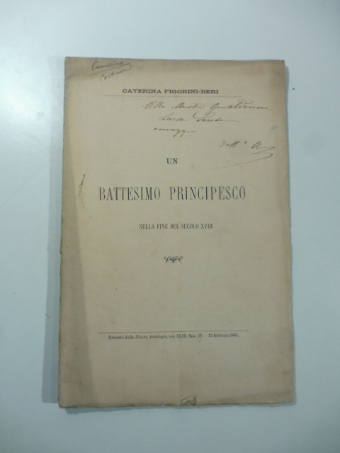 Un battesimo principesco nella fine del secolo XVIII